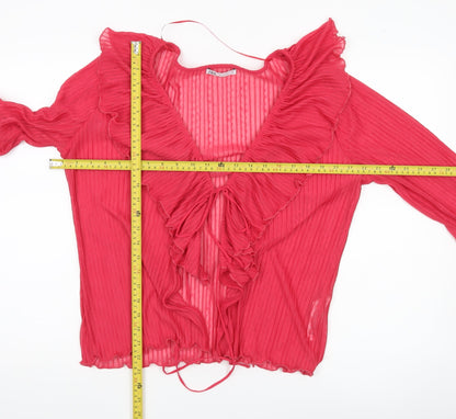 Womens UK Size L Zara Red Wrap Blouse