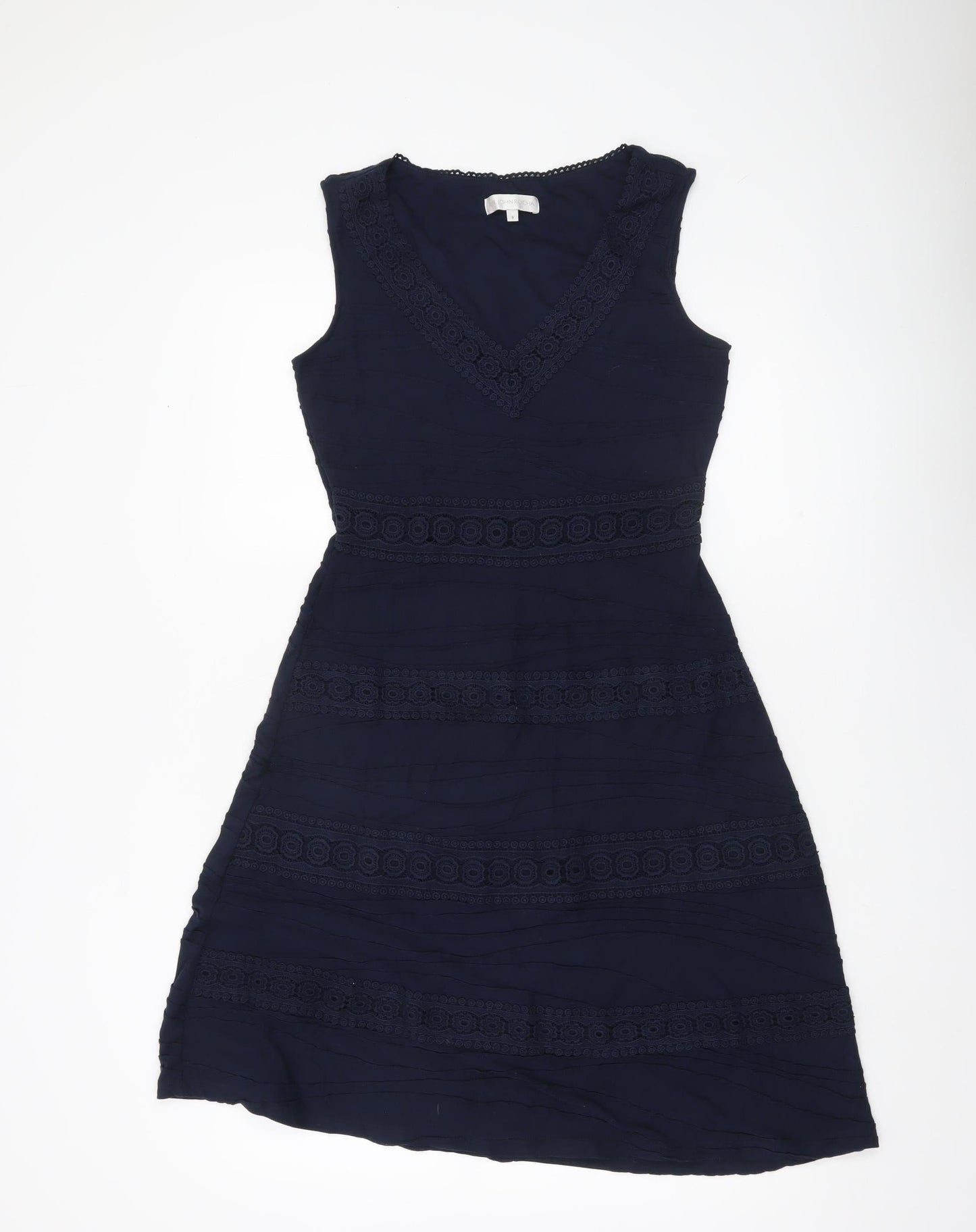 John Rocha Women’s Blue Size 8 A-Line Sleeveless V-Neck Dress