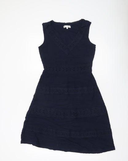 John Rocha Women’s Blue Size 8 A-Line Sleeveless V-Neck Dress