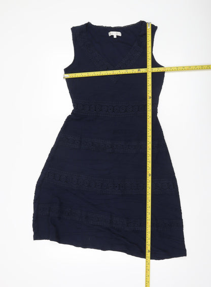 John Rocha Women’s Blue Size 8 A-Line Sleeveless V-Neck Dress