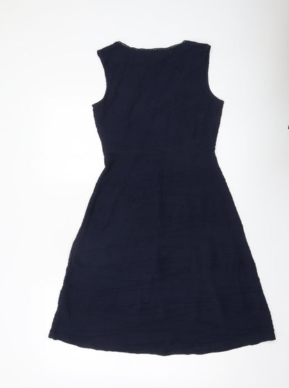 John Rocha Women’s Blue Size 8 A-Line Sleeveless V-Neck Dress