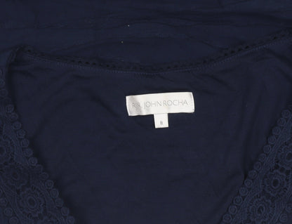John Rocha Women’s Blue Size 8 A-Line Sleeveless V-Neck Dress