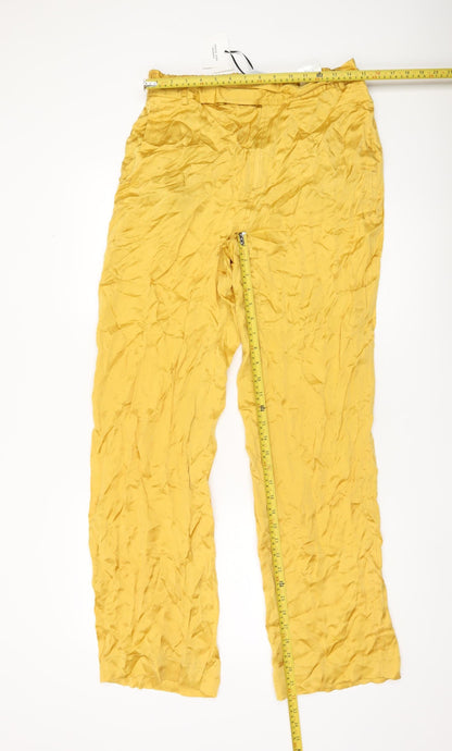 Womens UK Size L Zara Relaxed Fit CasualTravelParty/Cocktail Yellow Trousers