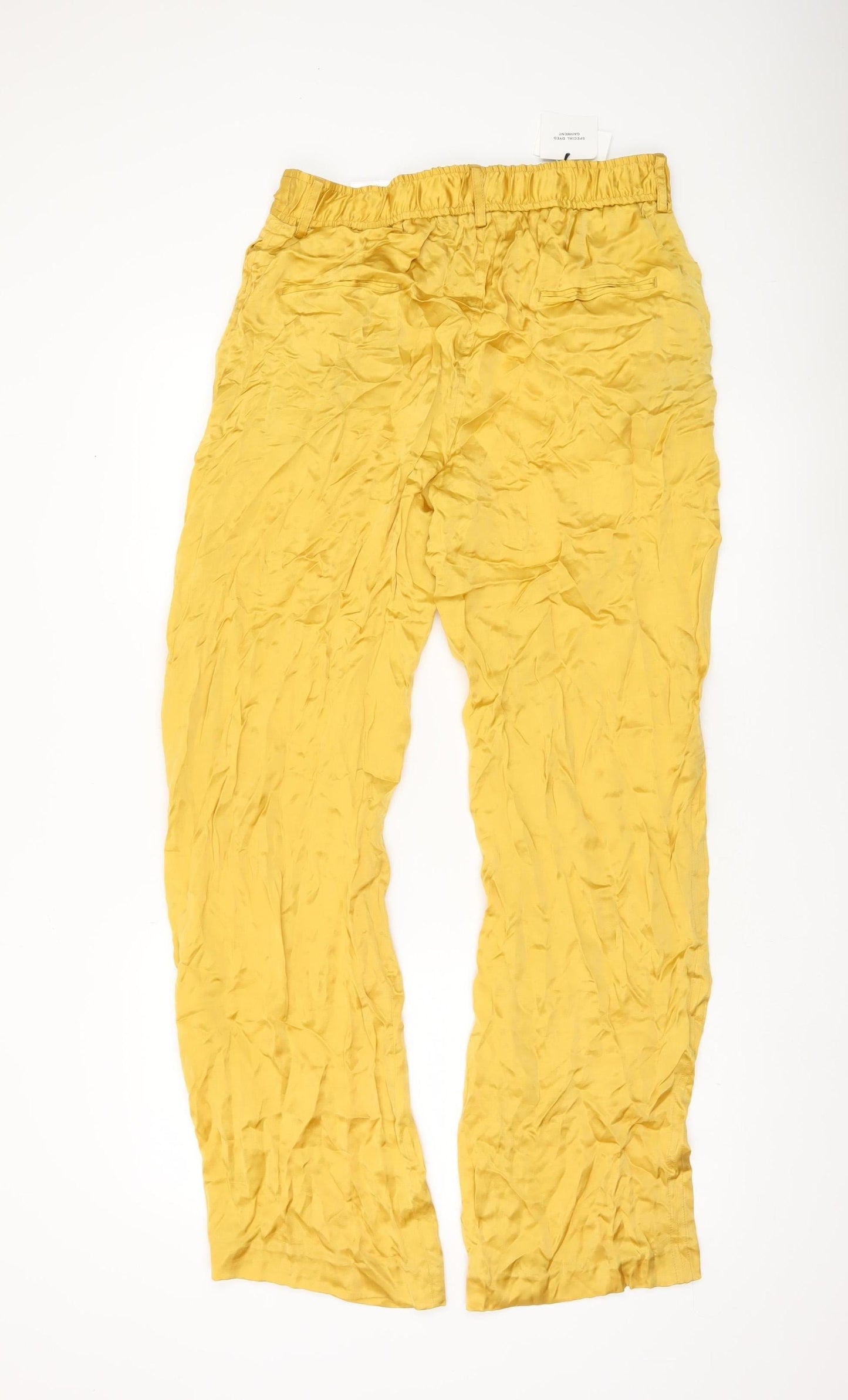 Womens UK Size L Zara Relaxed Fit CasualTravelParty/Cocktail Yellow Trousers