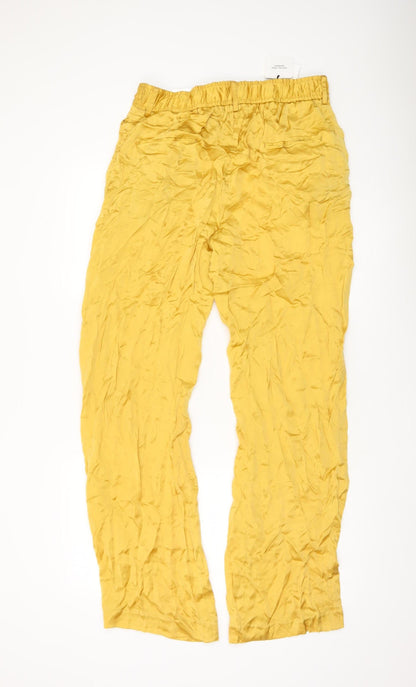 Womens UK Size L Zara Relaxed Fit CasualTravelParty/Cocktail Yellow Trousers
