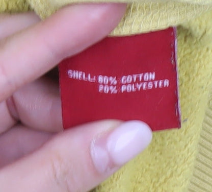 Superdry Mens Yellow Pullover Hoodie Size M Graphic Logo Sweatshirt