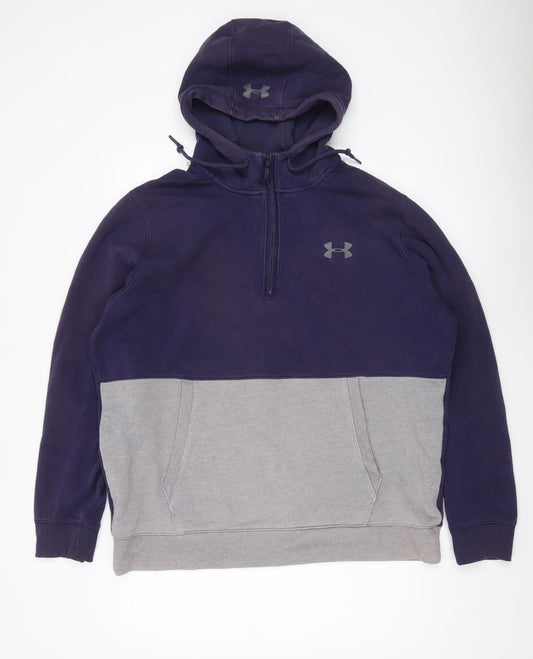 Under Armour Men’s XL Blue Grey 1/2 Zip Hoodie Fleece Slim Fit