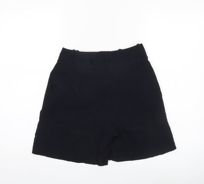 Zara Women Black XS Bermuda Pleated Shorts Viscose Blend Workwear
