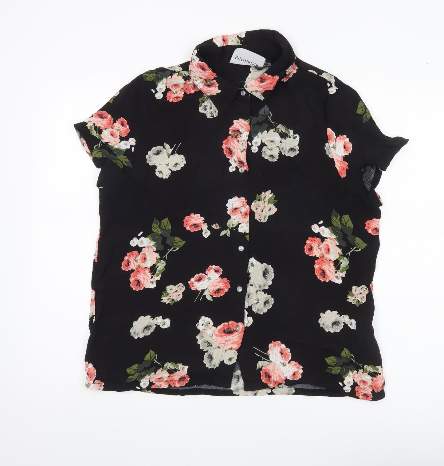 Womens UK Size L MINKPINK Black Classic Button-Up