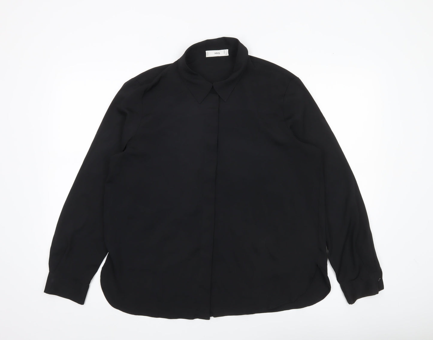 Womens UK Size 14 MNG Black Basic Blouse