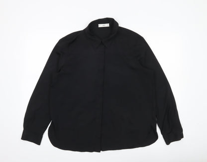 Womens UK Size 14 MNG Black Basic Blouse