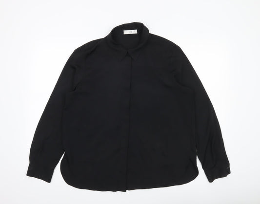 Womens UK Size 14 MNG Black Basic Blouse