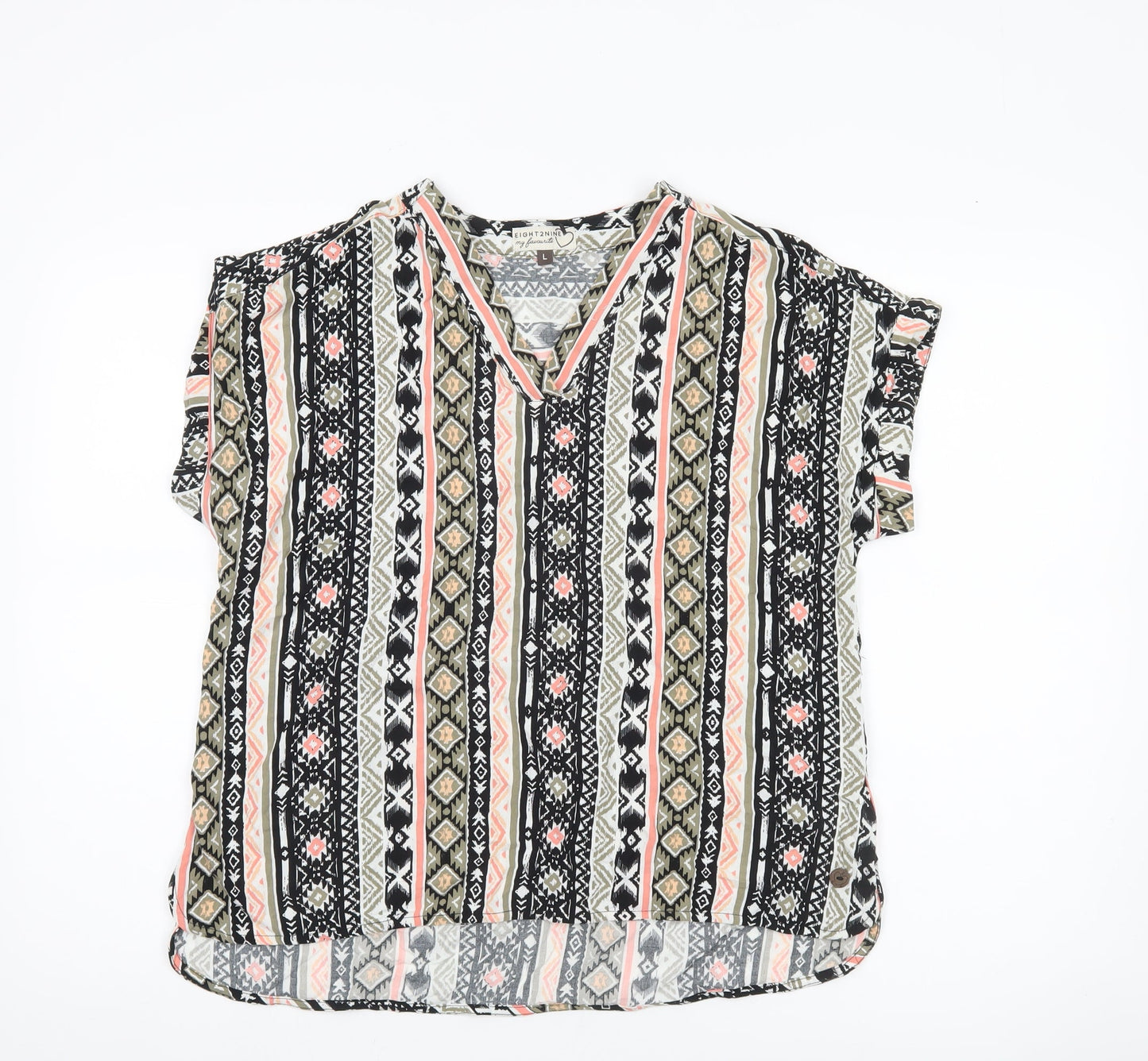 Eight2Nine Women’s Multicoloured Viscose Blouse L Boho Tunic