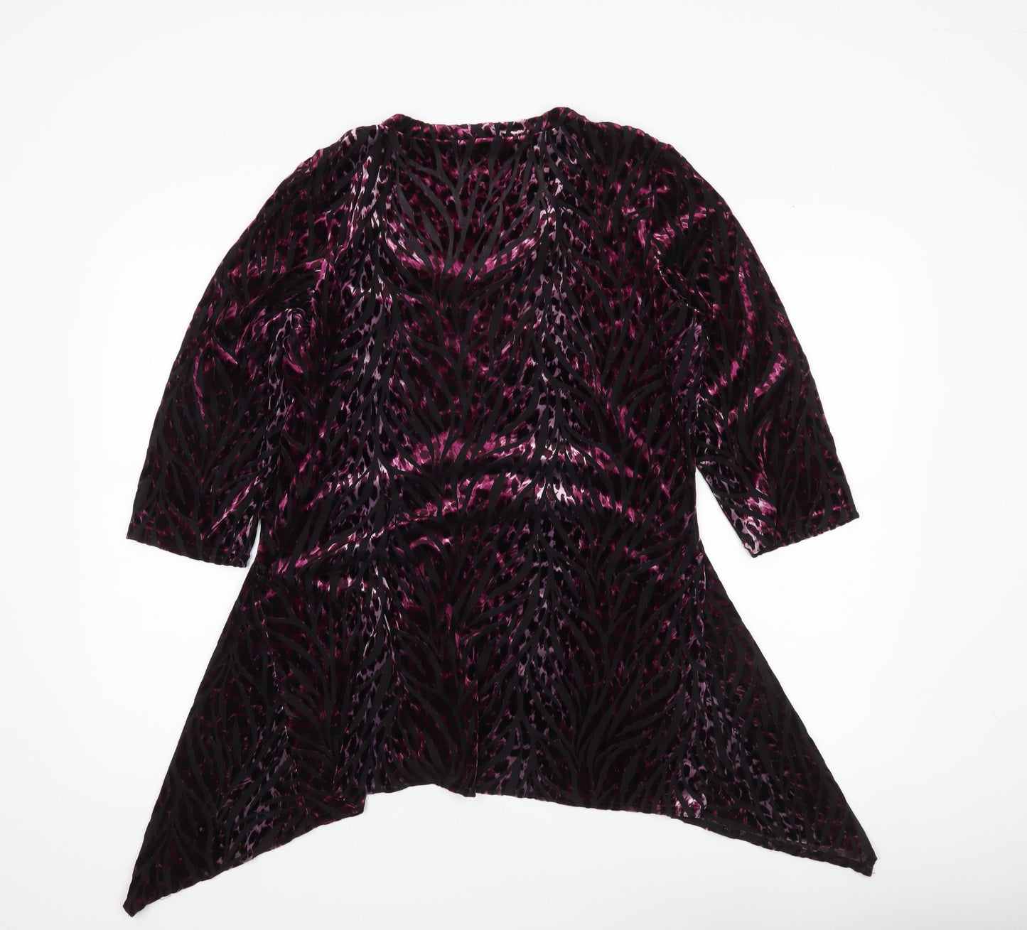 Joanna Hope Womens Purple Velvet Animal Print Tunic Blouse Size 16