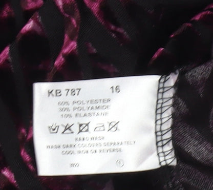 Joanna Hope Womens Purple Velvet Animal Print Tunic Blouse Size 16