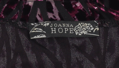Joanna Hope Womens Purple Velvet Animal Print Tunic Blouse Size 16