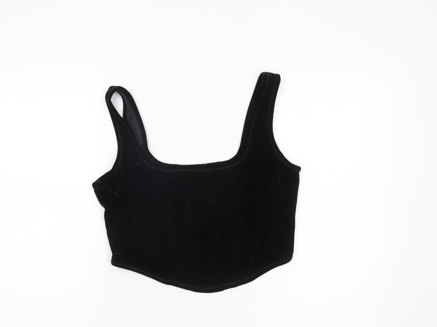 Primark Women’s Black Velvet Cropped Tank Top Size 12 Partywear