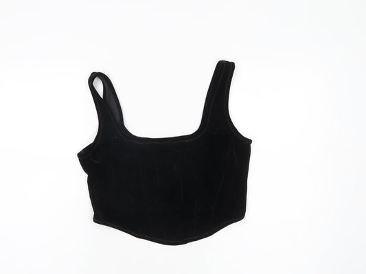 Primark Women’s Black Velvet Cropped Tank Top Size 12 Partywear