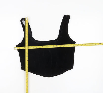 Primark Women’s Black Velvet Cropped Tank Top Size 12 Partywear