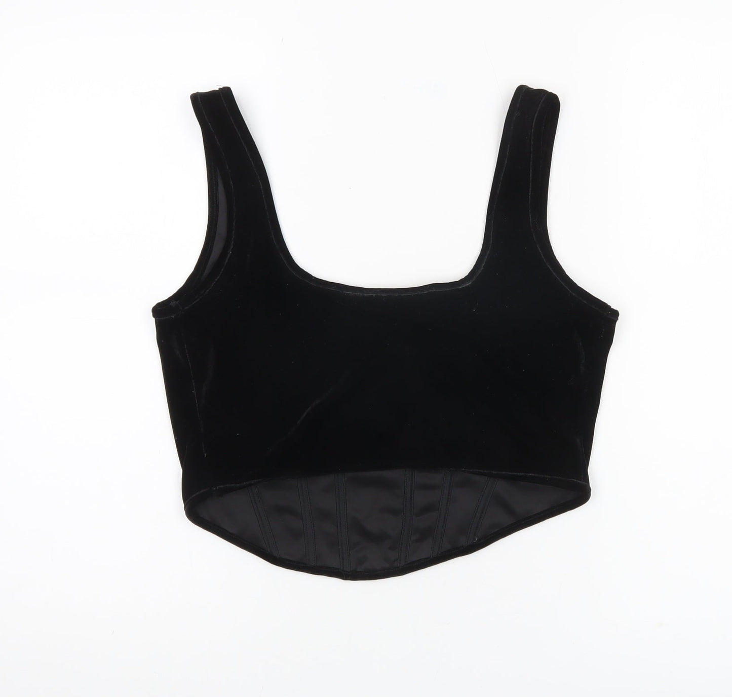 Primark Women’s Black Velvet Cropped Tank Top Size 12 Partywear