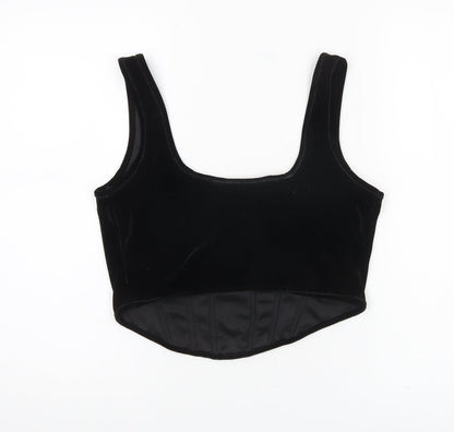 Primark Women’s Black Velvet Cropped Tank Top Size 12 Partywear