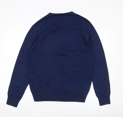 John Lewis Men's Blue Cotton Blend V-Neck Jumper Size S