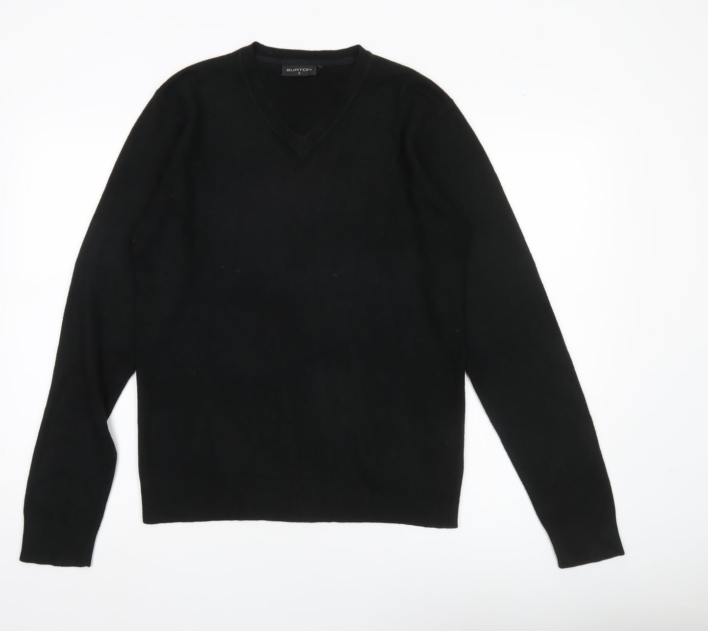 Burton Men's Black V-Neck Acrylic Pullover Jumper Size S