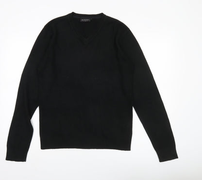 Burton Men's Black V-Neck Acrylic Pullover Jumper Size S