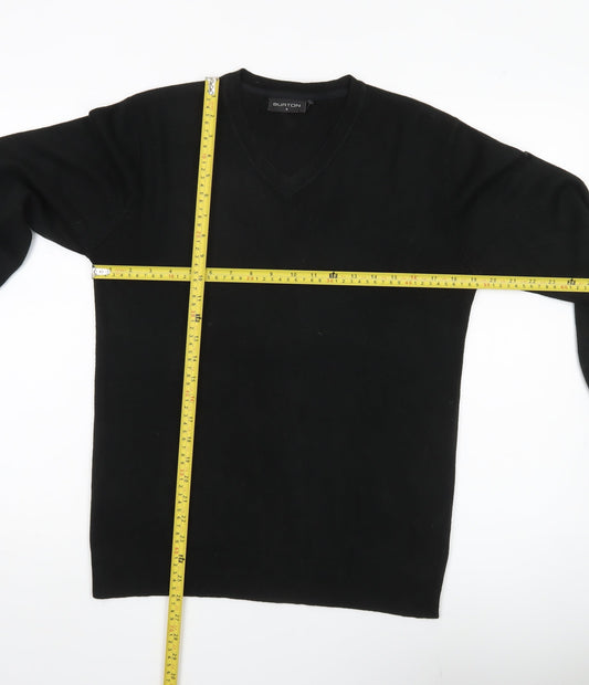 Burton Men's Black V-Neck Acrylic Pullover Jumper Size S