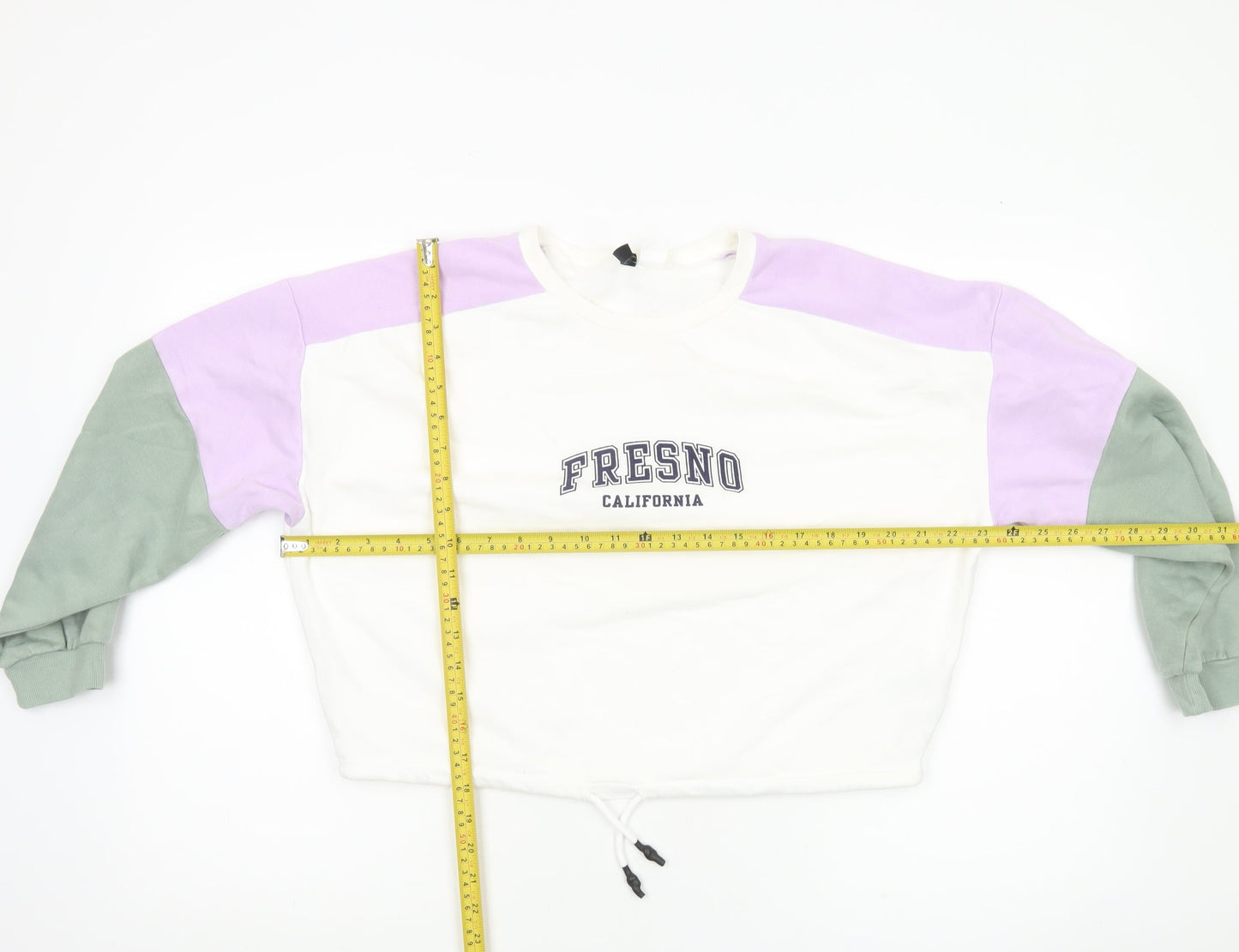 H&M Women’s Colourblock Fresno Sweatshirt White Green Purple Size S