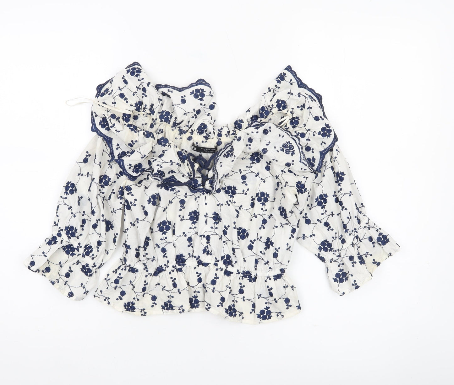 Womens UK Size S Zara White Peasant Blouse