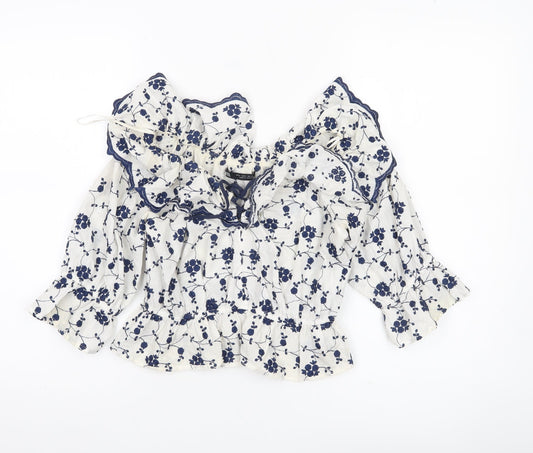 Womens UK Size S Zara White Peasant Blouse
