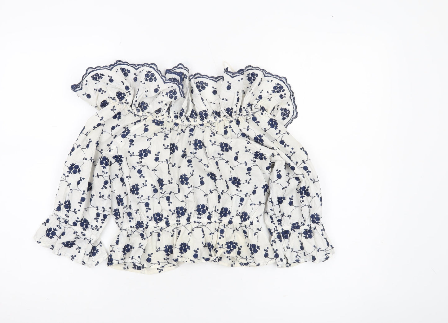 Womens UK Size S Zara White Peasant Blouse