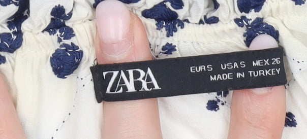 Womens UK Size S Zara White Peasant Blouse