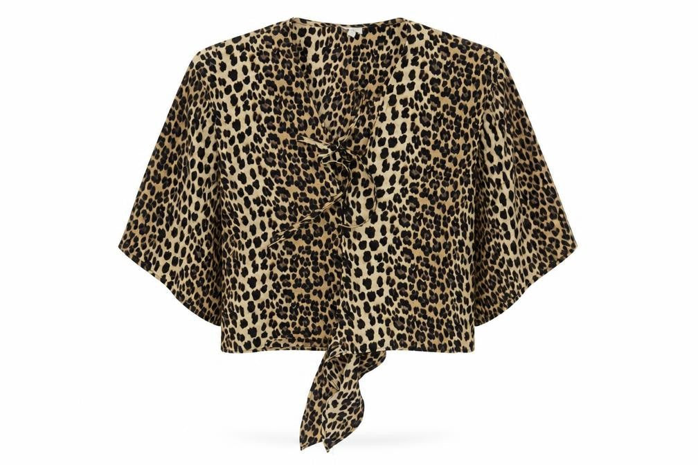 River Island Womens Brown Leopard Wrap Blouse Size 8