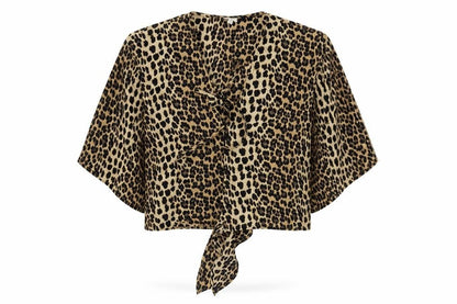 River Island Womens Brown Leopard Wrap Blouse Size 8