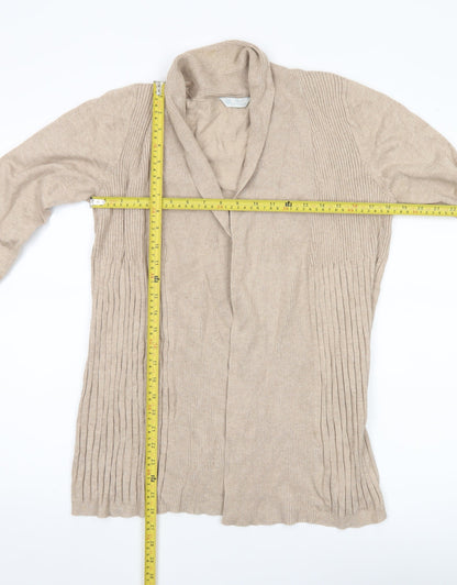 BHS Women’s Beige Long Sleeve Collarless Knit Cardigan Size 14