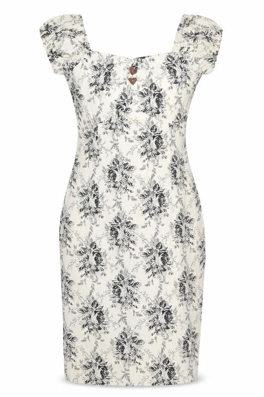Front view of Joe Browns Women’s White Floral Sheath Dress, size UK 10