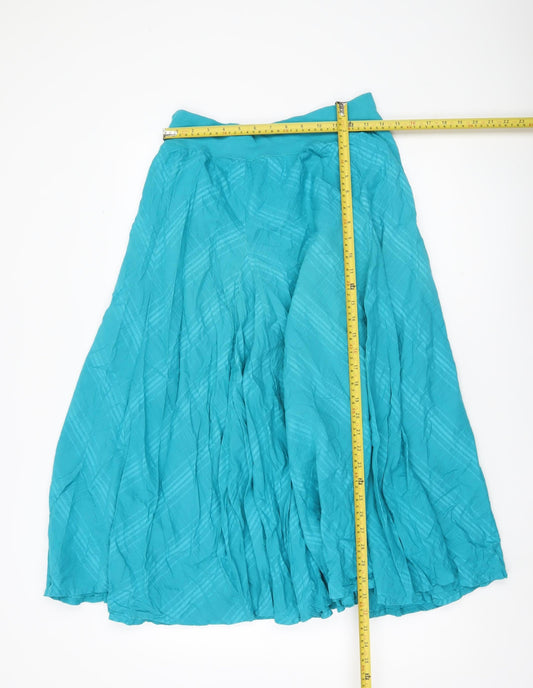 Marks and Spencer Women’s Blue Midi A-Line Skirt UK 14 Cotton