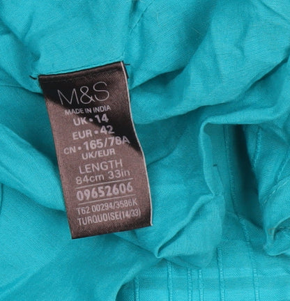 Marks and Spencer Women’s Blue Midi A-Line Skirt UK 14 Cotton