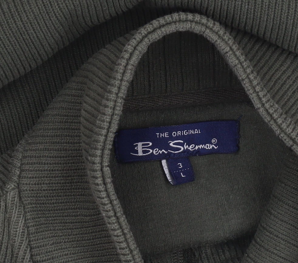 Mens UK Size L Ben Sherman Green Henley Sweatshirt