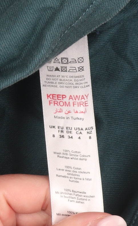 PrettyLittleThing Women Green Cotton Sleeveless Belted Playsuit UK 8