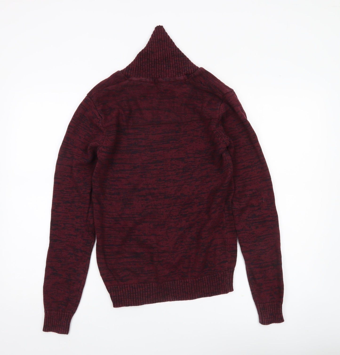 !Solid Men’s Red Knit Pullover Jumper Collared S Casual