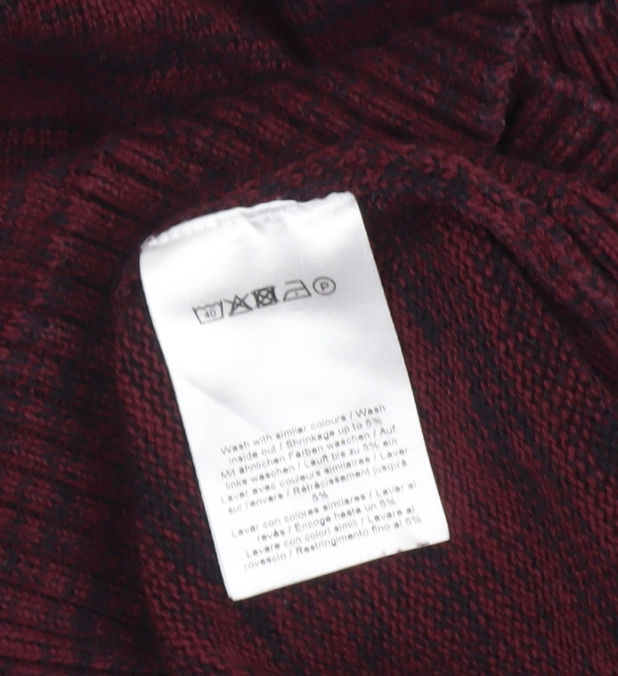 !Solid Men’s Red Knit Pullover Jumper Collared S Casual