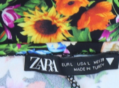 Zara Women Multicoloured Floral Catsuit Jumpsuit Size L Sleeveless