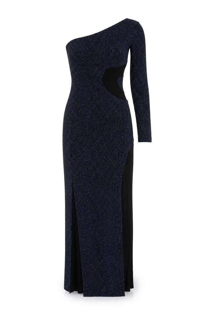 ASOS Women’s Black Glitter Bodycon Long Party Dress Size 4