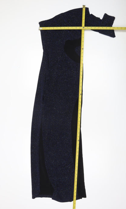 ASOS Women’s Black Glitter Bodycon Long Party Dress Size 4