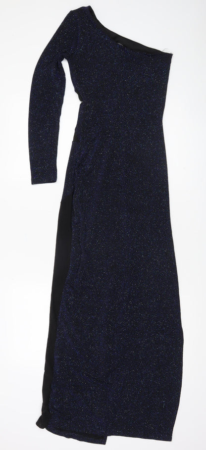ASOS Women’s Black Glitter Bodycon Long Party Dress Size 4