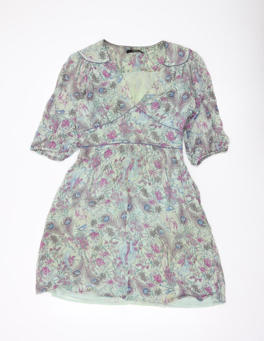 Oasis Women’s Multicoloured Floral Wrap Dress Size 12 Short Sleeve