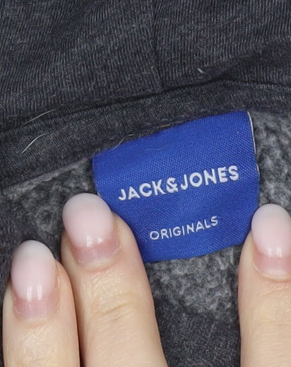 Mens UK Size L JACK & JONES Grey Pullover Hoodie